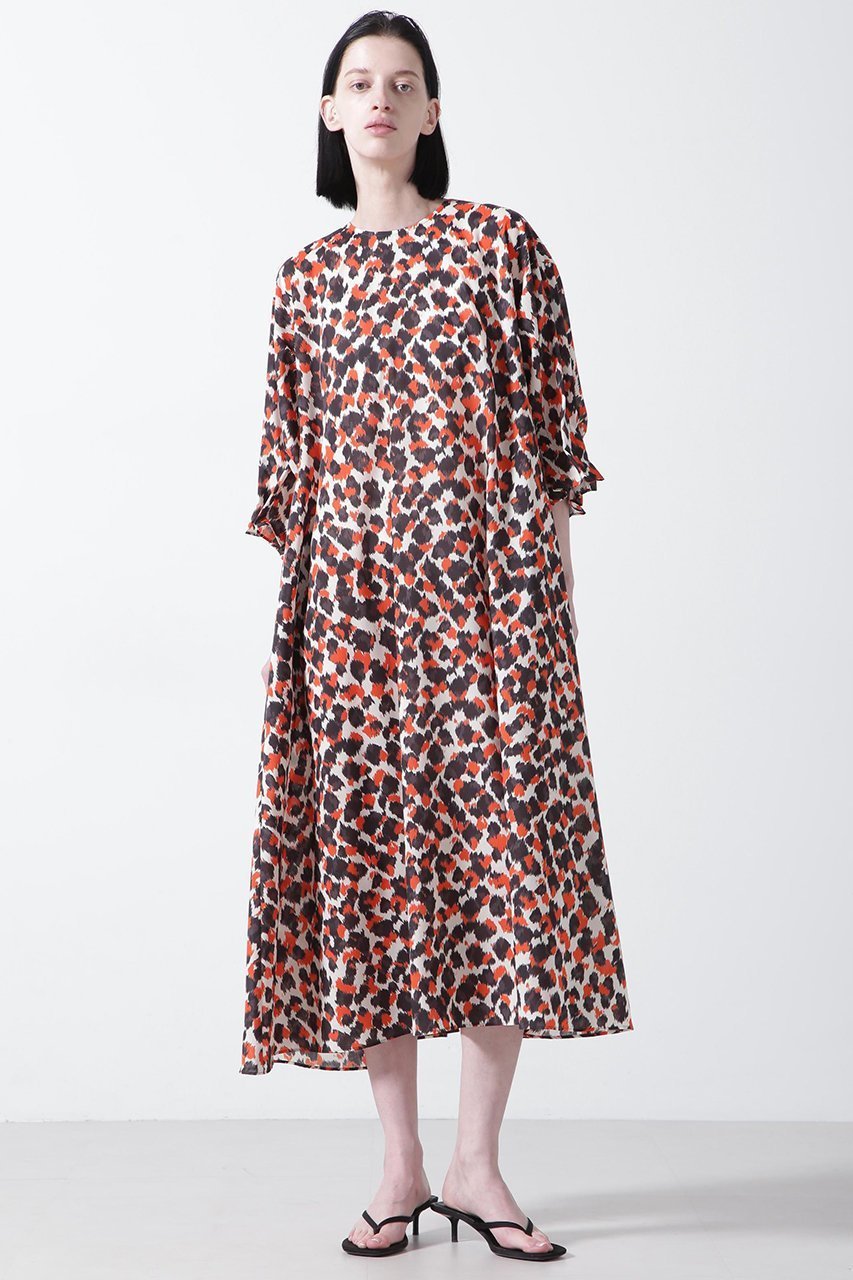 【ヒューエルミュージアム/hueLe Museum】の【STUMBLY】Printed Maxi Dress インテリア・キッズ・メンズ・レディースファッション・服の通販 founy(ファニー) 　ファッション　Fashion　レディースファッション　Fashion for Women　ワンピース　Dresses　フォーマル・パーティードレス・結婚式用ドレス　Elegant & Casual Dresses　チュニック　Tunic Tops & Dresses　マキシ丈ワンピース・ロングドレス　Maxi Dresses / Long One-Pieces　オーガンジー　Organza Fabric　クラシック　Classic, Timeless Style　チュニック　Tunic, Long Top　ドット　Polka Dot, Dot Pattern　ドレス　Dress, One-Piece　プリント　Print, Printed Pattern　レオパード　Leopard, Animal Print　ロング　Long, Long-Length　オレンジ|ID: prp329100004509223 ipo3291000000032868906