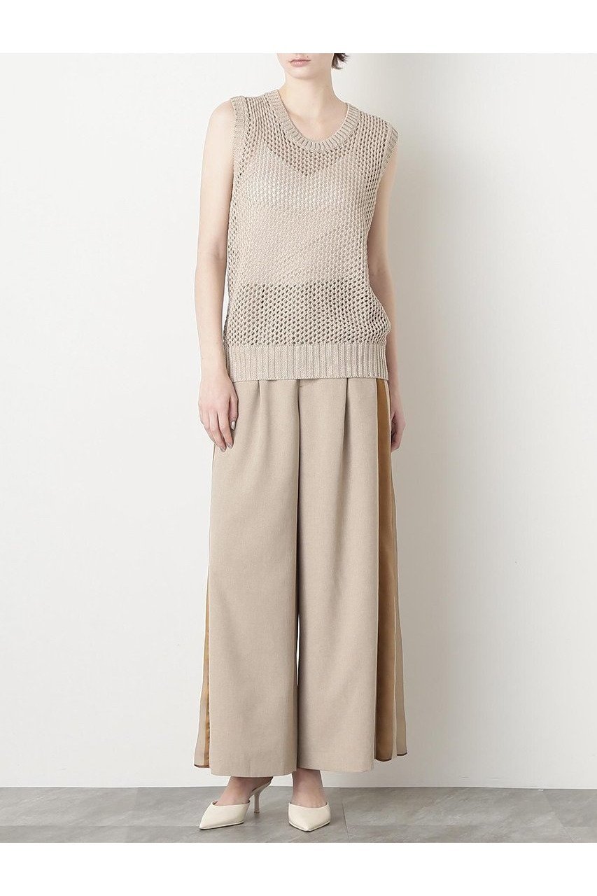 【ヒューエルミュージアム/hueLe Museum】の【STUMBLY】Side Ribbon Pants インテリア・キッズ・メンズ・レディースファッション・服の通販 founy(ファニー) 　ファッション　Fashion　レディースファッション　WOMEN　パンツ　Pants　オーガンジー　Organdy　エレガント 上品　Elegant　ベージュ|ID: prp329100004509224 ipo3291000000031862588