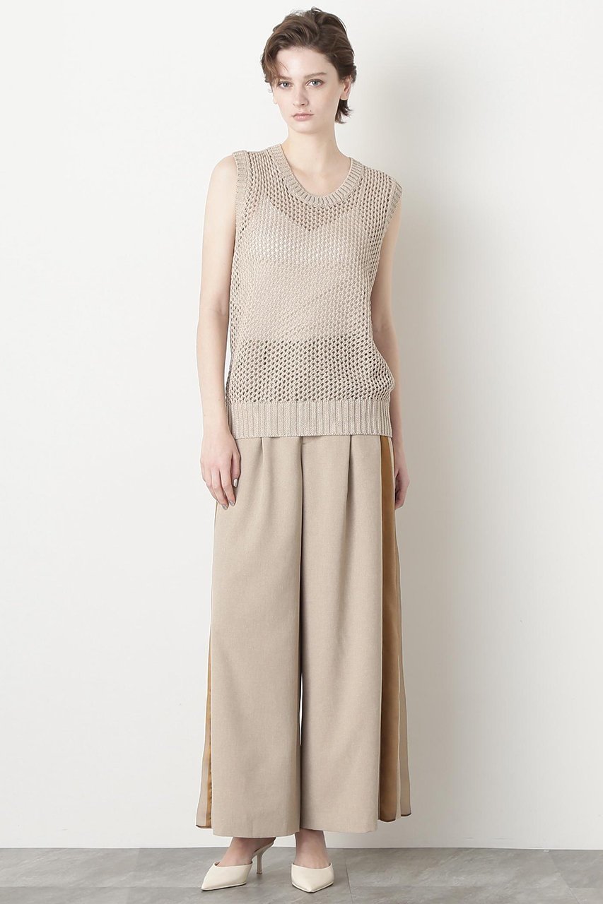 【ヒューエルミュージアム/hueLe Museum】の【STUMBLY】Side Ribbon Pants インテリア・キッズ・メンズ・レディースファッション・服の通販 founy(ファニー) 　ファッション　Fashion　レディースファッション　Fashion for Women　パンツ　Pants & Trousers　オーガンジー　Organza Fabric　エレガント 上品　Elegant　ベージュ|ID: prp329100004509224 ipo3291000000032900074