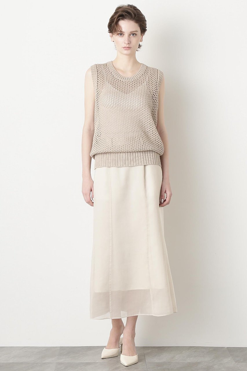 【ヒューエルミュージアム/hueLe Museum】の【STUMBLY】Sheer Satin Combi Skirt インテリア・キッズ・メンズ・レディースファッション・服の通販 founy(ファニー) 　ファッション　Fashion　レディースファッション　Fashion for Women　スカート　Skirts　ロングスカート　Long Skirts / Maxi & Midi Skirts　オーガンジー　Organza Fabric　サテン　Satin, Glossy Fabric　バランス　Balance, Style Balance　フロント　Front, Front Design　ベーシック　Basic, Essential　マーメイド　Mermaid, Fishtail Silhouette　モダン　Modern, Contemporary　ロング　Long, Long-Length　ベージュ|ID: prp329100004509226 ipo3291000000032846761