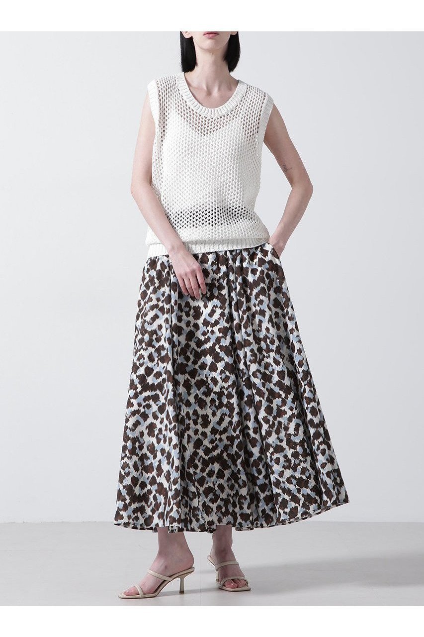 【ヒューエルミュージアム/hueLe Museum】の【STUMBLY】Printed Flare Skirt インテリア・キッズ・メンズ・レディースファッション・服の通販 founy(ファニー) 　ファッション　Fashion　レディースファッション　WOMEN　スカート　Skirt　ロングスカート　Long Skirt　オーガンジー　Organdy　ギャザー　Gather　クール　Cool　ドット　Dot　フロント　Front　プリント　Print　レオパード　Leopard　ロング　Long　定番　Standard　ブルー|ID: prp329100004509227 ipo3291000000031862597