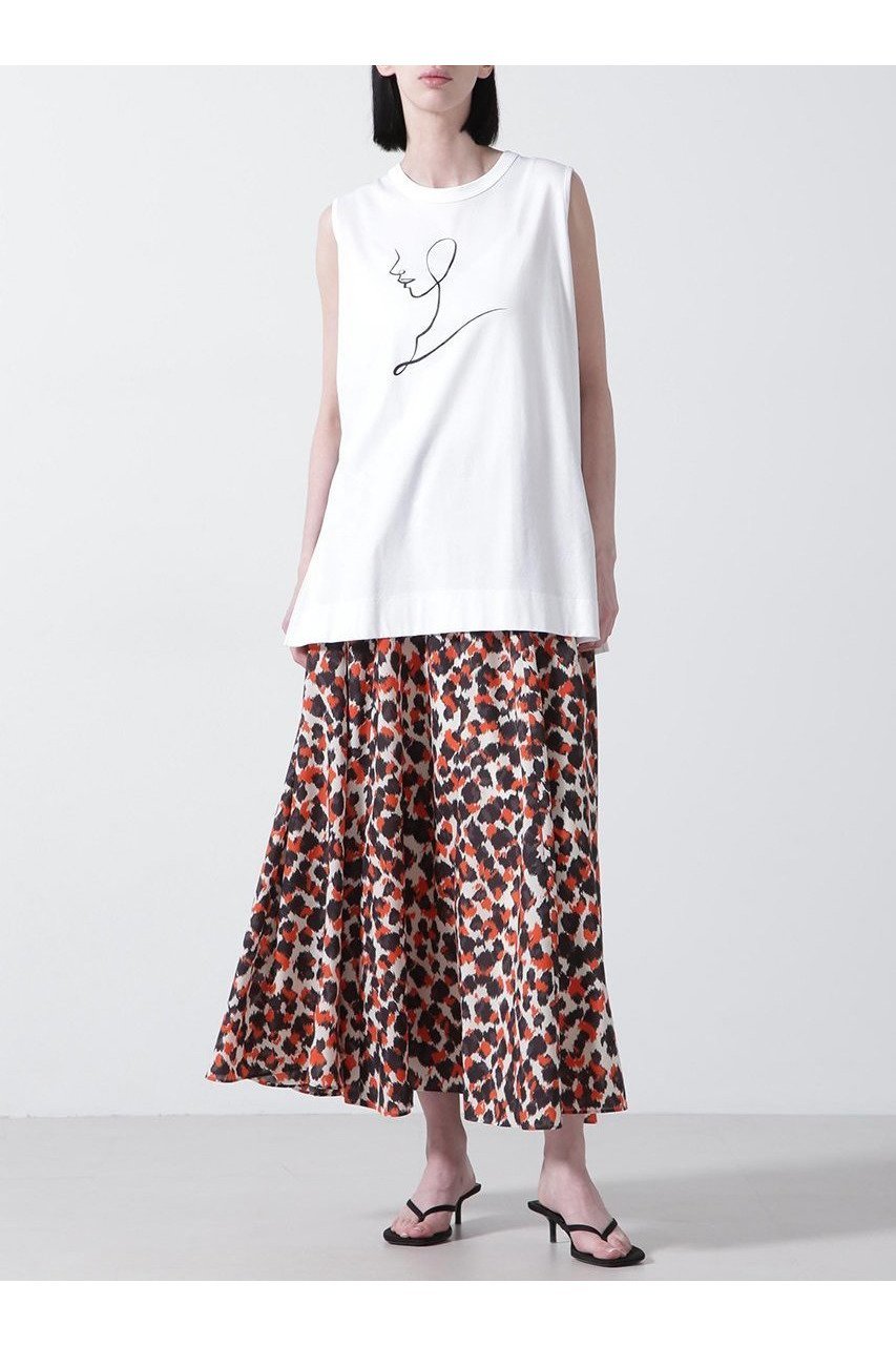 【ヒューエルミュージアム/hueLe Museum】の【STUMBLY】Printed Flare Skirt インテリア・キッズ・メンズ・レディースファッション・服の通販 founy(ファニー) 　ファッション　Fashion　レディースファッション　WOMEN　スカート　Skirt　ロングスカート　Long Skirt　オーガンジー　Organdy　ギャザー　Gather　クール　Cool　ドット　Dot　フロント　Front　プリント　Print　レオパード　Leopard　ロング　Long　定番　Standard　オレンジ|ID: prp329100004509227 ipo3291000000031862598