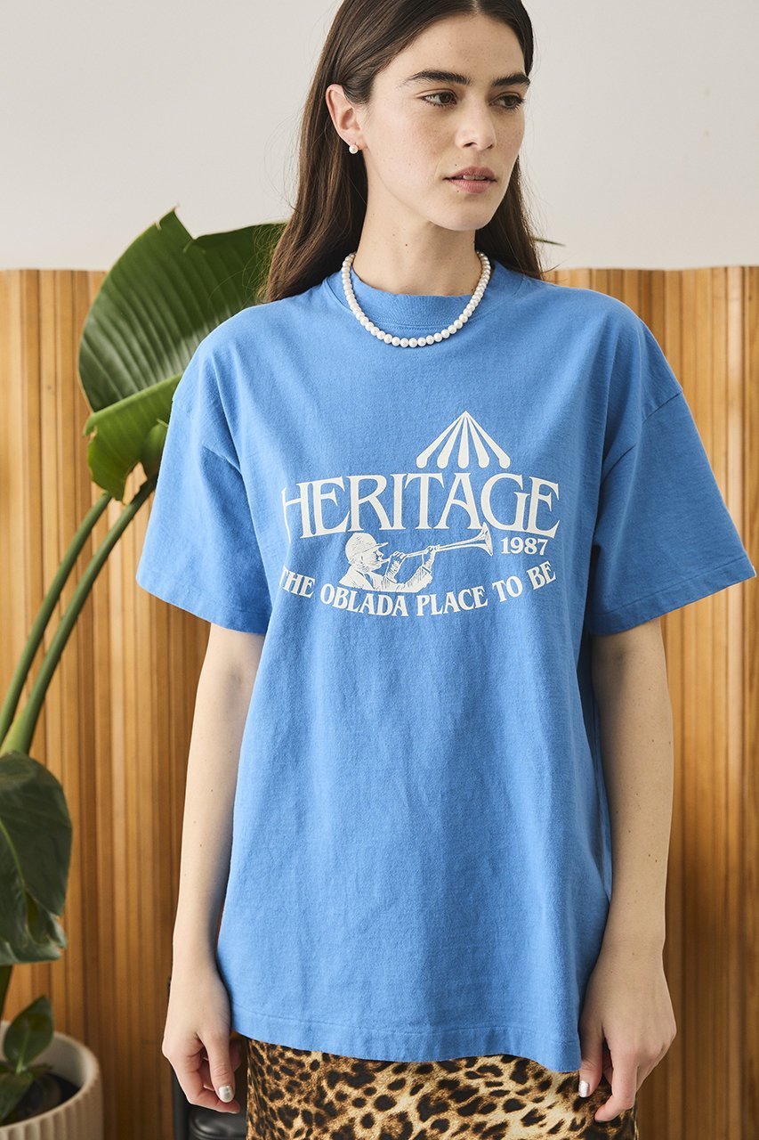 【オブラダ/Oblada】のHERITAGE Tシャツ 人気、トレンドファッション・服の通販 founy(ファニー) 　ファッション　Fashion　レディースファッション　WOMEN　トップス・カットソー　Tops/Tshirt　シャツ/ブラウス　Shirts/Blouses　ロング / Tシャツ　T-Shirts　カットソー　Cut and Sewn　ショート　Short　スリーブ　Sleeve　ハーフ　Half　プリント　Print　ベーシック　Basic　other-8|ID: prp329100004509959 ipo3291000000032138235