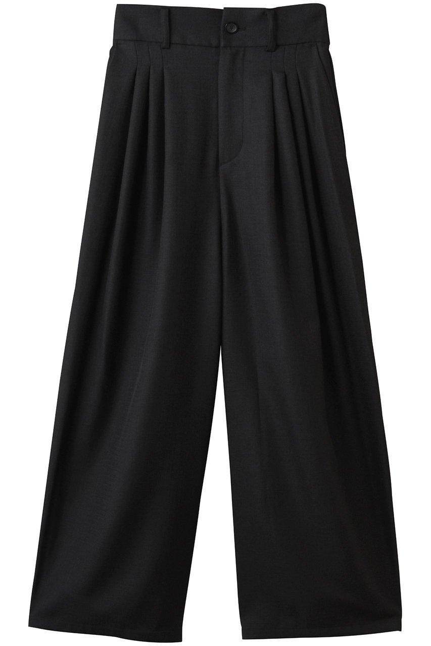 【ミディウミソリッド/MIDIUMISOLID】のtucked slacks.S スラックス インテリア・キッズ・メンズ・レディースファッション・服の通販 founy(ファニー) 　ファッション　Fashion　レディースファッション　WOMEN　パンツ　Pants　スラックス　Slacks　ツイード　Tweed　フロント　Front　メランジ　Melange　ワイド　Wide　エレガント 上品　Elegant　black|ID: prp329100004509972 ipo3291000000031974733