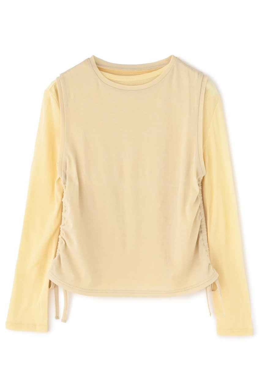 【エストラータ/STRATA】のドロストタンクシアーカットソーセット インテリア・キッズ・メンズ・レディースファッション・服の通販 founy(ファニー) 　ファッション　Fashion　レディースファッション　Fashion for Women　トップス・カットソー　Cut & Sew Tops　シャツ・ブラウス・オフィスカジュアル　Elegant Blouses & Button-Ups　ロングTシャツ・Tシャツ　Longline T-Shirts & Tees　カットソー・ベーシックTシャツ　Cut-and-Sewn Tops / Stretch Tees & Basics　インナー　Innerwear　シアー　Sheer, See-Through　シャーリング　Shirring, Ruched　ストレッチ　Stretch, Stretchy Fabric　スリーブ　Sleeve, Long Sleeve / Short Sleeve　タンク　Tank Top, Sleeveless Top　テレコ　Ribbed, Rib Stitch　バランス　Balance, Style Balance　ボトム　Bottoms, Lower Wear　ロング　Long, Long-Length　再入荷　Restock / Back in Stock　イエロー|ID: prp329100004510907 ipo3291000000032843428