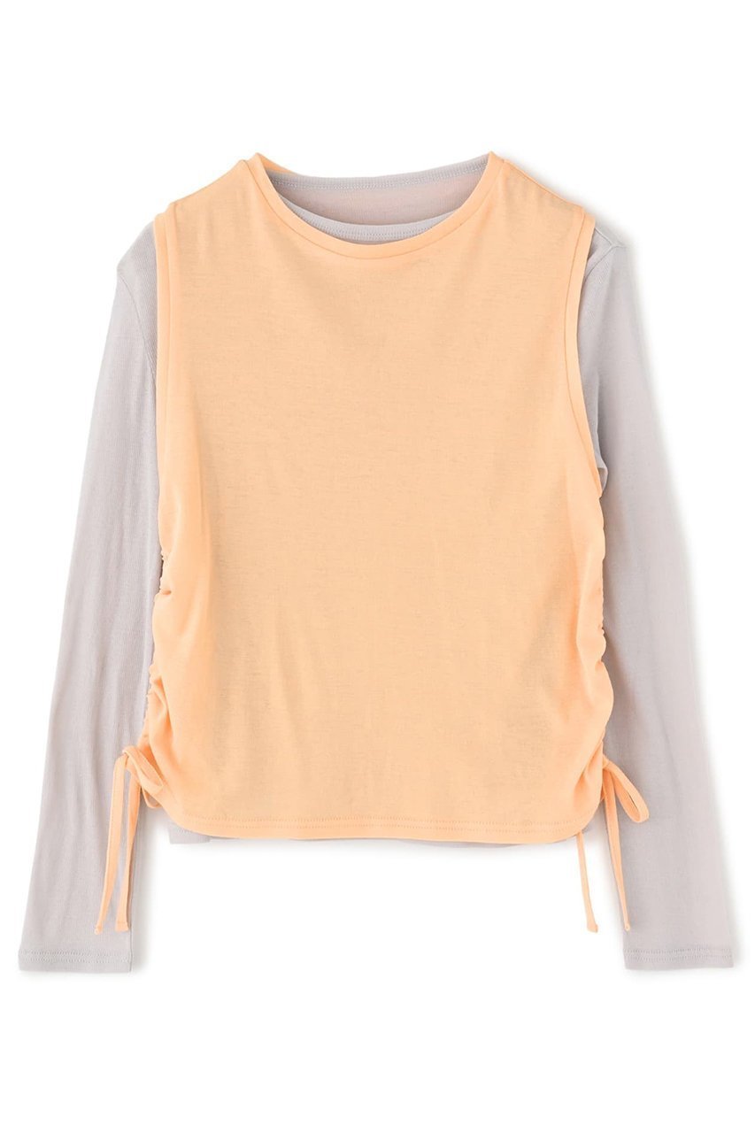 【エストラータ/STRATA】のドロストタンクシアーカットソーセット インテリア・キッズ・メンズ・レディースファッション・服の通販 founy(ファニー) 　ファッション　Fashion　レディースファッション　Fashion for Women　トップス・カットソー　Cut & Sew Tops　シャツ・ブラウス・オフィスカジュアル　Elegant Blouses & Button-Ups　ロングTシャツ・Tシャツ　Longline T-Shirts & Tees　カットソー・ベーシックTシャツ　Cut-and-Sewn Tops / Stretch Tees & Basics　インナー　Innerwear　シアー　Sheer, See-Through　シャーリング　Shirring, Ruched　ストレッチ　Stretch, Stretchy Fabric　スリーブ　Sleeve, Long Sleeve / Short Sleeve　タンク　Tank Top, Sleeveless Top　テレコ　Ribbed, Rib Stitch　バランス　Balance, Style Balance　ボトム　Bottoms, Lower Wear　ロング　Long, Long-Length　再入荷　Restock / Back in Stock　オレンジ|ID: prp329100004510907 ipo3291000000032843433