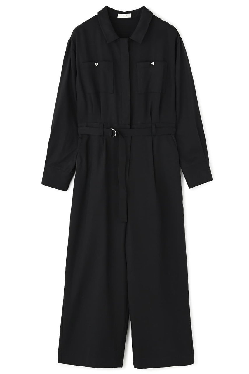 【エストラータ/STRATA】のヴィンテージツイルジャンプスーツ インテリア・キッズ・メンズ・レディースファッション・服の通販 founy(ファニー) 　ファッション　Fashion　レディースファッション　Fashion for Women　パンツ　Pants & Trousers　カットソー　Cut and Sewn Top　ツイル　Twist, Twisted Detail　ポケット　Pocket, Pocket Detail　ロング　Long, Long-Length　ブラック|ID: prp329100004510908 ipo3291000000032899585