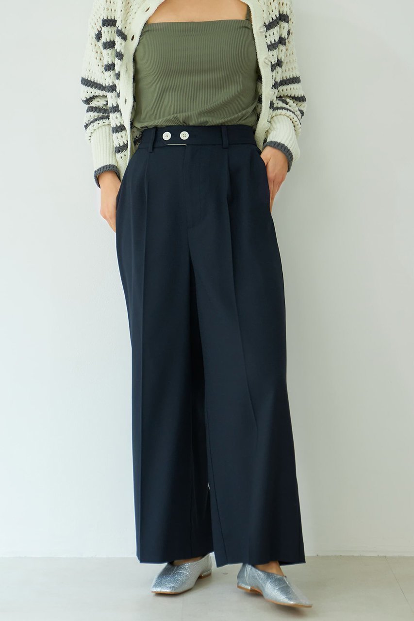 【エストラータ/STRATA】のダブルボタンストレートパンツ 人気、トレンドファッション・服の通販 founy(ファニー) 　ファッション　Fashion　レディースファッション　WOMEN　パンツ　Pants　春　Spring　吸水　Water Absorption　サンダル　Sandals　ストレッチ　Stretch　ストレート　Straight　スニーカー　Sneakers　センター　Center　ダブル　Double　バランス　Balance　ベーシック　Basic　ミュール　Mule　リネン　Linen　S/S・春夏　Ss・Spring/Summer　再入荷　Restock/Back In Stock/Re Arrival　おすすめ　Recommend　夏　Summer　other-2|ID: prp329100004510912 ipo3291000000031861192