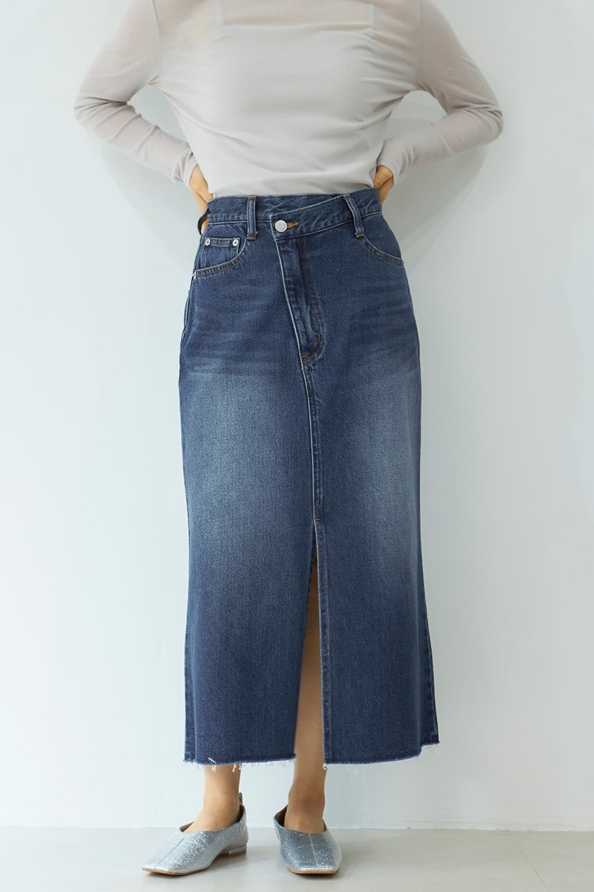 【エストラータ/STRATA】のアシメセミフレアデニムスカート 人気、トレンドファッション・服の通販 founy(ファニー) 　ファッション　Fashion　レディースファッション　Fashion for Women　スカート　Skirts　デニムスカート・カジュアルスカート　Denim Skirts　スリット　Slit, Slit Detail　デニム　Denim, Jeans Material　バランス　Balance, Style Balance　フレア　Flare, Flared　フロント　Front, Front Design　ポケット　Pocket, Pocket Detail　ラップ　Wrap, Wrap Design　リメイク　Remake, Reconstructed　ロング　Long, Long-Length　other-5|ID: prp329100004510913 ipo3291000000032806435