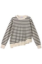 【マイ ウィークネス/MY WEAKNESS】のOlja Border Knit 人気、トレンドファッション・服の通販 founy(ファニー) ファッション Fashion レディースファッション Fashion for Women トップス・カットソー Cut & Sew Tops ニット Knit Tops & Sweaters カジュアルプルオーバー・ニットトップス Pullovers & Knit Tops / Casual Pullovers インナー Innerwear ウォッシャブル Machine Washable カッティング Cutting Detail シンプル Simple, Minimal ジャケット Jacket, Outerwear デニム Denim, Jeans Material フロント Front, Front Design ボーダー Border, Stripe thumbnail WHITE BASE|ID: prp329100004510915 ipo3291000000032921994