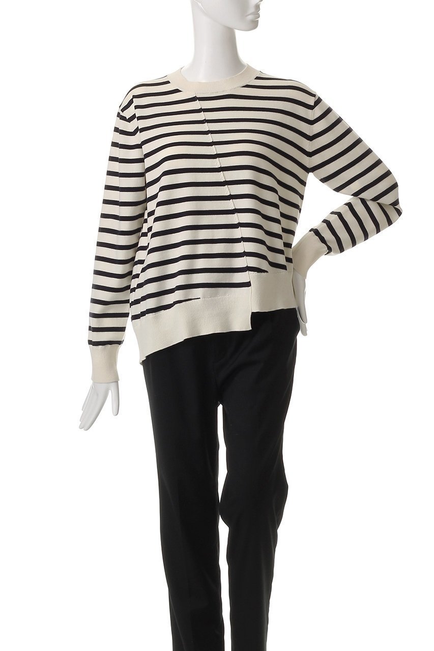 【マイ ウィークネス/MY WEAKNESS】のOlja Border Knit 人気、トレンドファッション・服の通販 founy(ファニー) 　ファッション　Fashion　レディースファッション　Fashion for Women　トップス・カットソー　Cut & Sew Tops　ニット　Knit Tops & Sweaters　カジュアルプルオーバー・ニットトップス　Pullovers & Knit Tops / Casual Pullovers　インナー　Innerwear　ウォッシャブル　Machine Washable　カッティング　Cutting Detail　シンプル　Simple, Minimal　ジャケット　Jacket, Outerwear　デニム　Denim, Jeans Material　フロント　Front, Front Design　ボーダー　Border, Stripe　other-2|ID: prp329100004510915 ipo3291000000032922010