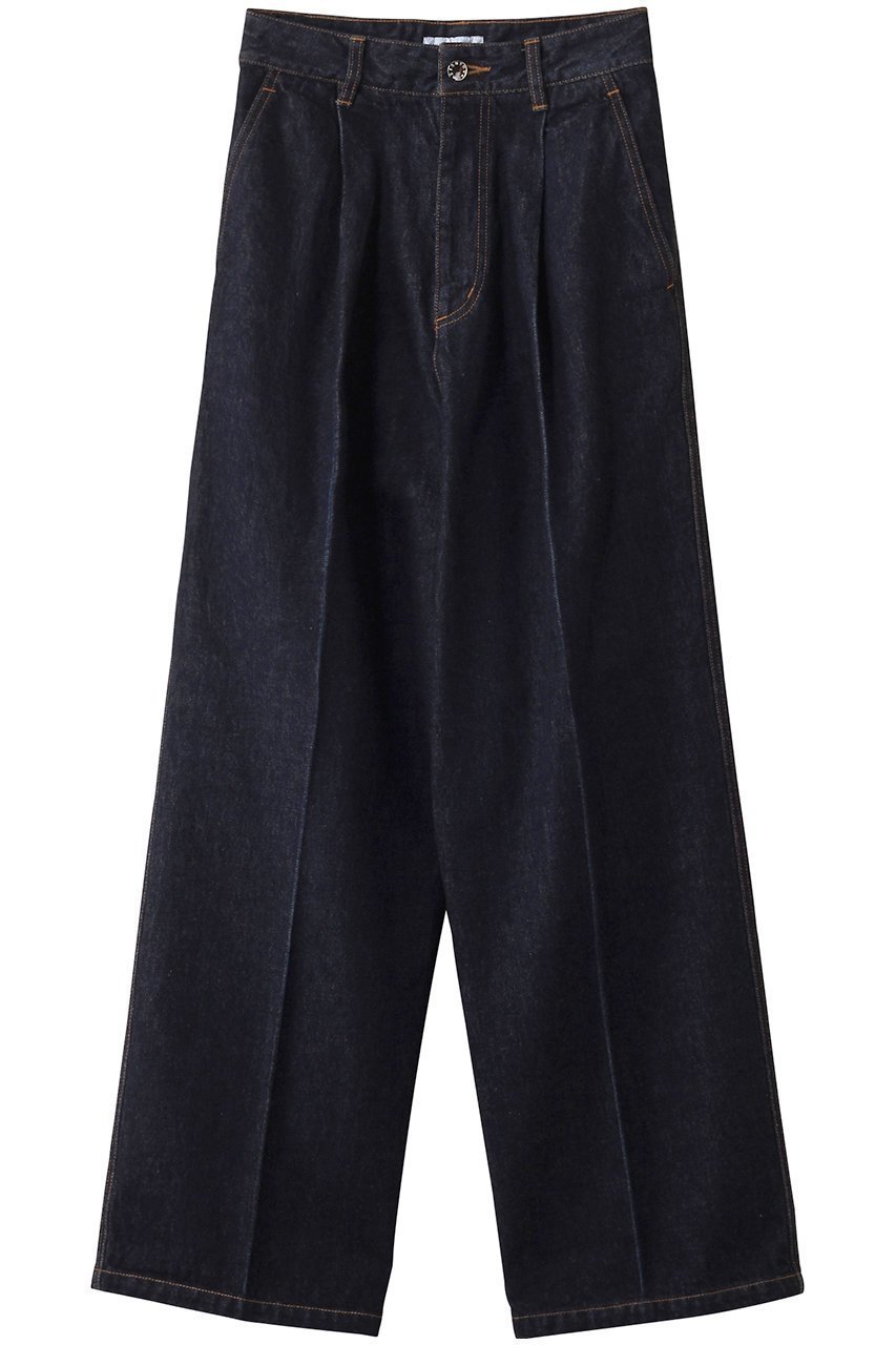 【マイ ウィークネス/MY WEAKNESS】のDenim Wide Pants インテリア・キッズ・メンズ・レディースファッション・服の通販 founy(ファニー) 　ファッション　Fashion　レディースファッション　Fashion for Women　パンツ　Pants & Trousers　デニムパンツ・ジーンズ・美脚デニム　Denim Jeans & Pants　エレガント 上品　Elegant　スタイリッシュ　Stylish, Fashionable　センター　Center, Center Line　デニム　Denim, Jeans Material　プリーツ　Pleats, Pleated　リラックス　Relax, Relaxed Fit　ワイド　Wide, Wide Fit　INDIGO|ID: prp329100004510924 ipo3291000000034397769