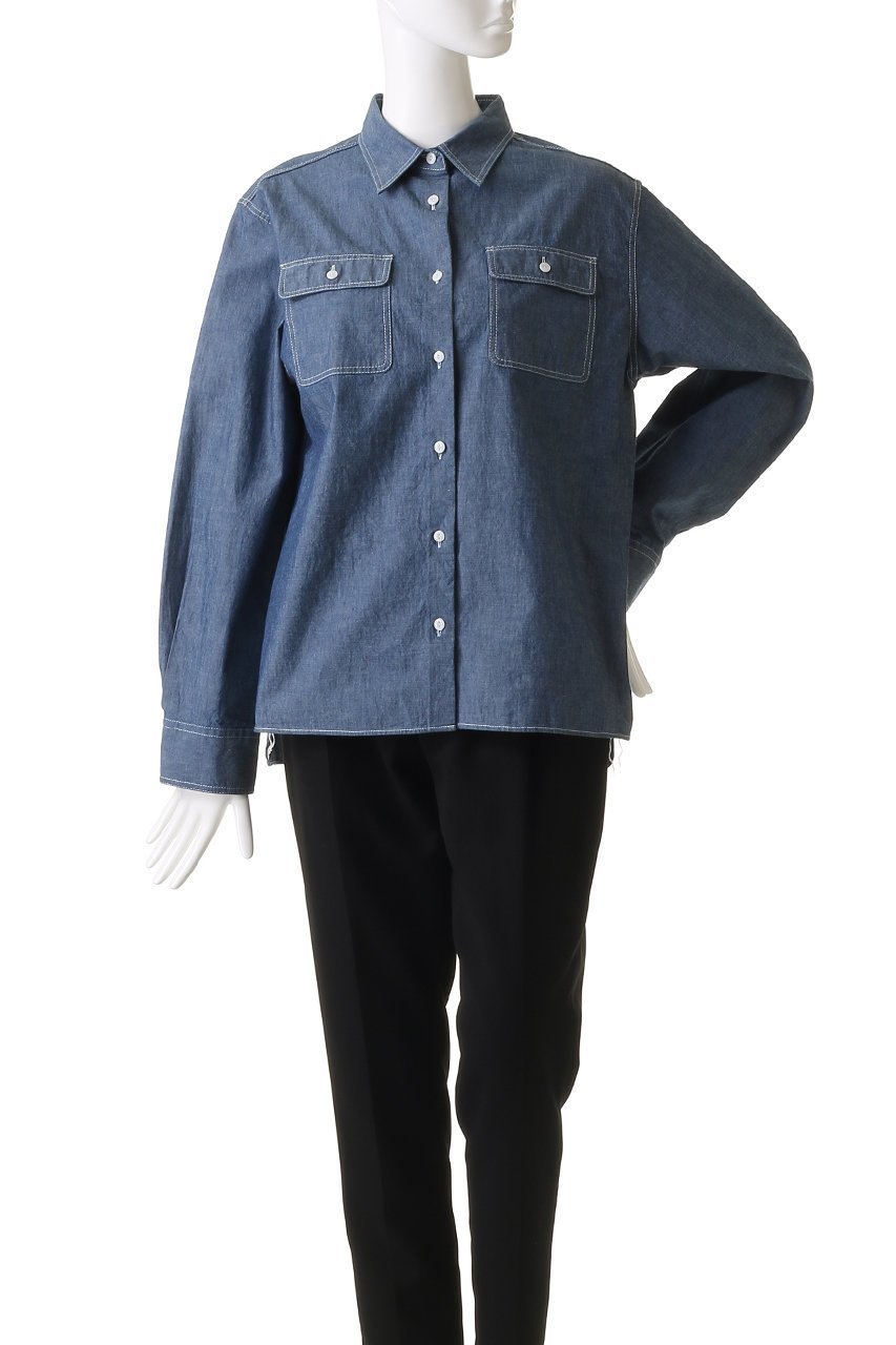 【マイ ウィークネス/MY WEAKNESS】のSham Shirt 人気、トレンドファッション・服の通販 founy(ファニー) 　ファッション　Fashion　レディースファッション　Fashion for Women　トップス・カットソー　Cut & Sew Tops　シャツ・ブラウス・オフィスカジュアル　Elegant Blouses & Button-Ups　クラシカル　Classical, Vintage-Inspired　シャンブレー　Chambray, Denim-Like Fabric　スリーブ　Sleeve, Long Sleeve / Short Sleeve　チェーン　Chain, Chain Strap　バランス　Balance, Style Balance　フィット　Fit, Slim Fit　フラップ　Flap, Flap Pocket　ポケット　Pocket, Pocket Detail　ロング　Long, Long-Length　other-2|ID: prp329100004510926 ipo3291000000032905261