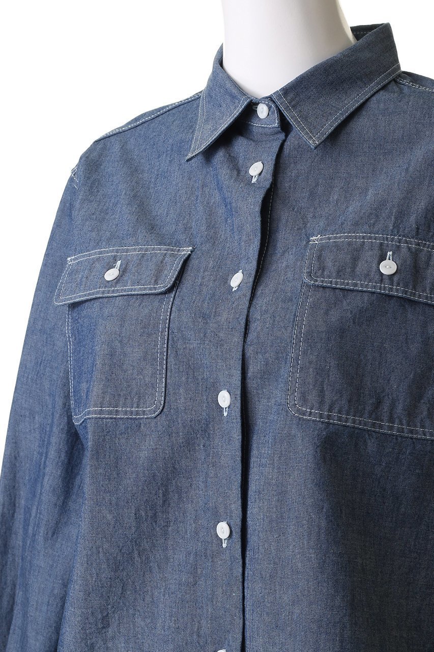 【マイ ウィークネス/MY WEAKNESS】のSham Shirt 人気、トレンドファッション・服の通販 founy(ファニー) 　ファッション　Fashion　レディースファッション　Fashion for Women　トップス・カットソー　Cut & Sew Tops　シャツ・ブラウス・オフィスカジュアル　Elegant Blouses & Button-Ups　クラシカル　Classical, Vintage-Inspired　シャンブレー　Chambray, Denim-Like Fabric　スリーブ　Sleeve, Long Sleeve / Short Sleeve　チェーン　Chain, Chain Strap　バランス　Balance, Style Balance　フィット　Fit, Slim Fit　フラップ　Flap, Flap Pocket　ポケット　Pocket, Pocket Detail　ロング　Long, Long-Length　other-5|ID: prp329100004510926 ipo3291000000032905270