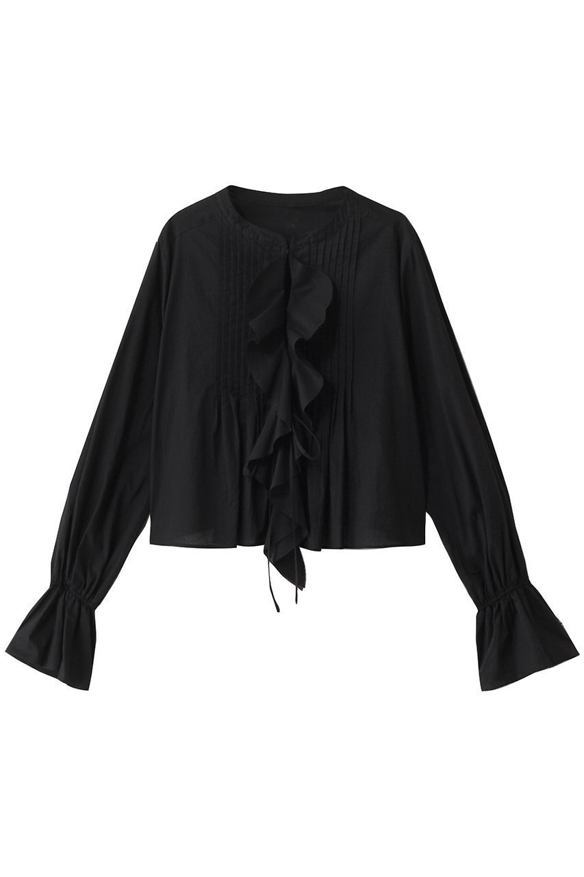 【ハー/HER.】のフロントフリルブラウス インテリア・キッズ・メンズ・レディースファッション・服の通販 founy(ファニー) 　ファッション　Fashion　レディースファッション　Fashion for Women　トップス・カットソー　Cut & Sew Tops　シャツ・ブラウス・オフィスカジュアル　Elegant Blouses & Button-Ups　おすすめ　Recommended / Our Picks　スリーブ　Sleeve, Long Sleeve / Short Sleeve　デニム　Denim, Jeans Material　フリル　Frill, Ruffle　ロング　Long, Long-Length　ヴィンテージ　Vintage Style　ブラック|ID: prp329100004510931 ipo3291000000032906628
