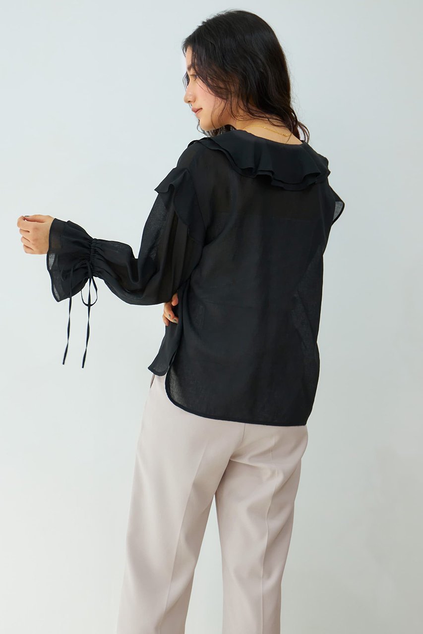 【エストラータ/STRATA】のアンティークガーゼラッフルブラウス 人気、トレンドファッション・服の通販 founy(ファニー) 　ファッション　Fashion　レディースファッション　Fashion for Women　トップス・カットソー　Cut & Sew Tops　シャツ・ブラウス・オフィスカジュアル　Elegant Blouses & Button-Ups　おすすめ　Recommended / Our Picks　エアリー　Airy Texture　カーディガン　Cardigan, Knitwear　スリーブ　Sleeve, Long Sleeve / Short Sleeve　デニム　Denim, Jeans Material　バランス　Balance, Style Balance　フェミニン　Feminine, Girly　フリル　Frill, Ruffle　フロント　Front, Front Design　ラッフル　Ruffle, Frill　ロング　Long, Long-Length　ワイド　Wide, Wide Fit　春　Spring　other-5|ID: prp329100004510953 ipo3291000000032905973