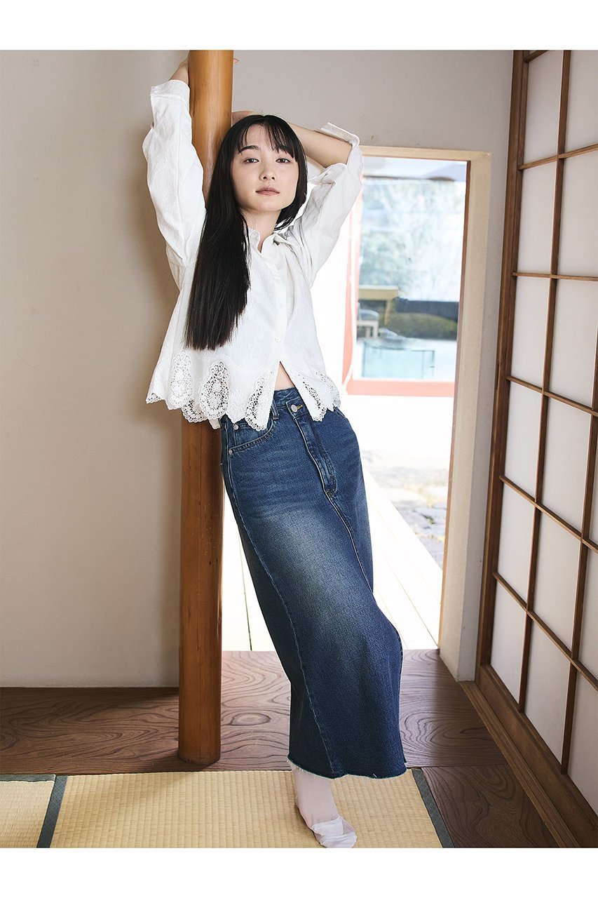【エストラータ/STRATA】のエンブロイダリースカラップシャツ 人気、トレンドファッション・服の通販 founy(ファニー) 　ファッション　Fashion　レディースファッション　Fashion for Women　トップス・カットソー　Cut & Sew Tops　シャツ・ブラウス・オフィスカジュアル　Elegant Blouses & Button-Ups　おすすめ　Recommended / Our Picks　インナー　Innerwear　キャミソール　Camisole, Spaghetti Strap Top　コンパクト　Compact, Small Size　シンプル　Simple, Minimal　スカラップ　Scallop, Scalloped Edge　スリーブ　Sleeve, Long Sleeve / Short Sleeve　デニム　Denim, Jeans Material　バランス　Balance, Style Balance　ロング　Long, Long-Length　other-3|ID: prp329100004510954 ipo3291000000032806913