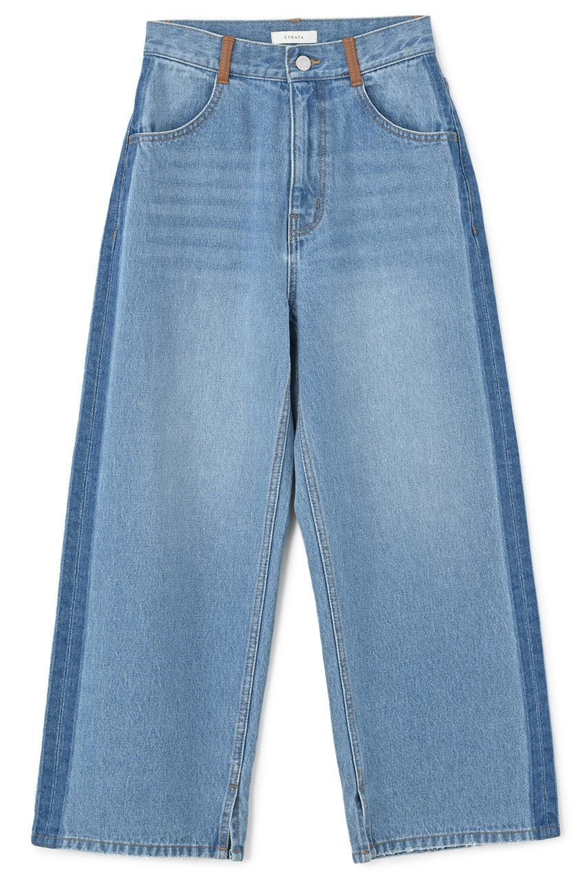 【エストラータ/STRATA】のサイドラインストレートデニム 人気、トレンドファッション・服の通販 founy(ファニー) 　ファッション　Fashion　レディースファッション　Fashion for Women　パンツ　Pants & Trousers　デニムパンツ・ジーンズ・美脚デニム　Denim Jeans & Pants　おすすめ　Recommended / Our Picks　ストレート　Straight, Straight Cut　デニム　Denim, Jeans Material　トレンド　Trend, Trending Now　フェイクレザー　Faux Leather, PU Leather　ポケット　Pocket, Pocket Detail　ループ　Loop, Loop Knit　 other-1|ID: prp329100004510955 ipo3291000000032912215