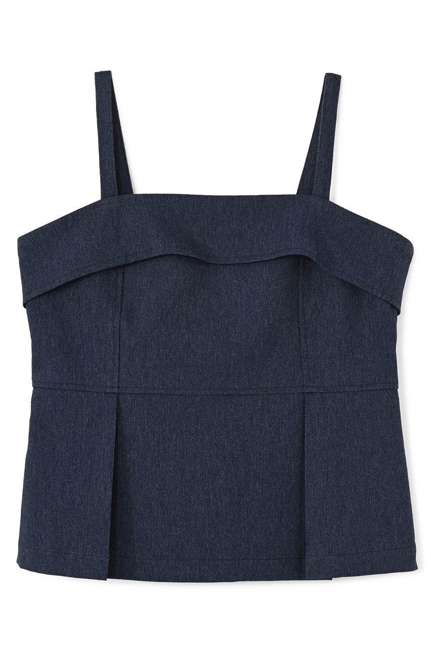 【エストラータ/STRATA】のデニムライクペプラムトップス 人気、トレンドファッション・服の通販 founy(ファニー) 　ファッション　Fashion　レディースファッション　Fashion for Women　トップス・カットソー　Cut & Sew Tops　キャミソール&ノースリーブ　Camisoles & Sleeveless Tops　シャツ・ブラウス・オフィスカジュアル　Elegant Blouses & Button-Ups　インナー　Innerwear　コンパクト　Compact, Small Size　ストレッチ　Stretch, Stretchy Fabric　セットアップ　Set-Up, Coordinated Outfit　センター　Center, Center Line　デニム　Denim, Jeans Material　ノースリーブ　Sleeveless, No-Sleeve　ビスチェ　Bustier, Corset Top　ペプラム　Peplum, Flared Hem　マニッシュ　Mannish, Boyish　ラップ　Wrap, Wrap Design　 other-1|ID: prp329100004510957 ipo3291000000032905983