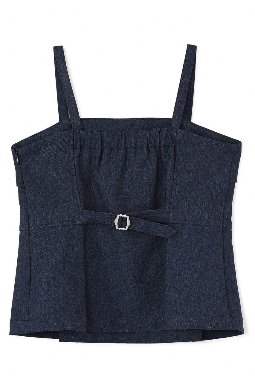 【エストラータ/STRATA】のデニムライクペプラムトップス 人気、トレンドファッション・服の通販 founy(ファニー) 　ファッション　Fashion　レディースファッション　Fashion for Women　トップス・カットソー　Cut & Sew Tops　キャミソール&ノースリーブ　Camisoles & Sleeveless Tops　シャツ・ブラウス・オフィスカジュアル　Elegant Blouses & Button-Ups　インナー　Innerwear　コンパクト　Compact, Small Size　ストレッチ　Stretch, Stretchy Fabric　セットアップ　Set-Up, Coordinated Outfit　センター　Center, Center Line　デニム　Denim, Jeans Material　ノースリーブ　Sleeveless, No-Sleeve　ビスチェ　Bustier, Corset Top　ペプラム　Peplum, Flared Hem　マニッシュ　Mannish, Boyish　ラップ　Wrap, Wrap Design　other-2|ID: prp329100004510957 ipo3291000000032905987