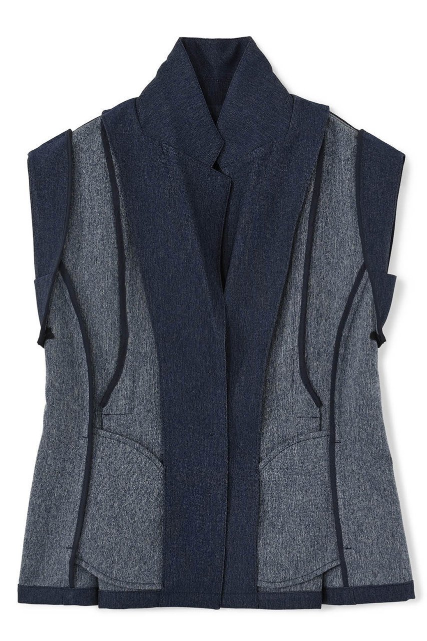 【エストラータ/STRATA】のデニムライクテーラードタックジレ 人気、トレンドファッション・服の通販 founy(ファニー) 　ファッション　Fashion　レディースファッション　Fashion for Women　アウター　Coat / Outerwear Collection　レディースジャケット・軽アウター　Jackets　インナー　Innerwear　キャミソール　Camisole, Spaghetti Strap Top　ジャケット　Jacket, Outerwear　ストレッチ　Stretch, Stretchy Fabric　セットアップ　Set-Up, Coordinated Outfit　タンク　Tank Top, Sleeveless Top　デニム　Denim, Jeans Material　バランス　Balance, Style Balance　フェミニン　Feminine, Girly　フロント　Front, Front Design　ベスト　Vest, Waistcoat　ペプラム　Peplum, Flared Hem　ボトム　Bottoms, Lower Wear　マニッシュ　Mannish, Boyish　夏　Summer　other-5|ID: prp329100004510958 ipo3291000000032950802