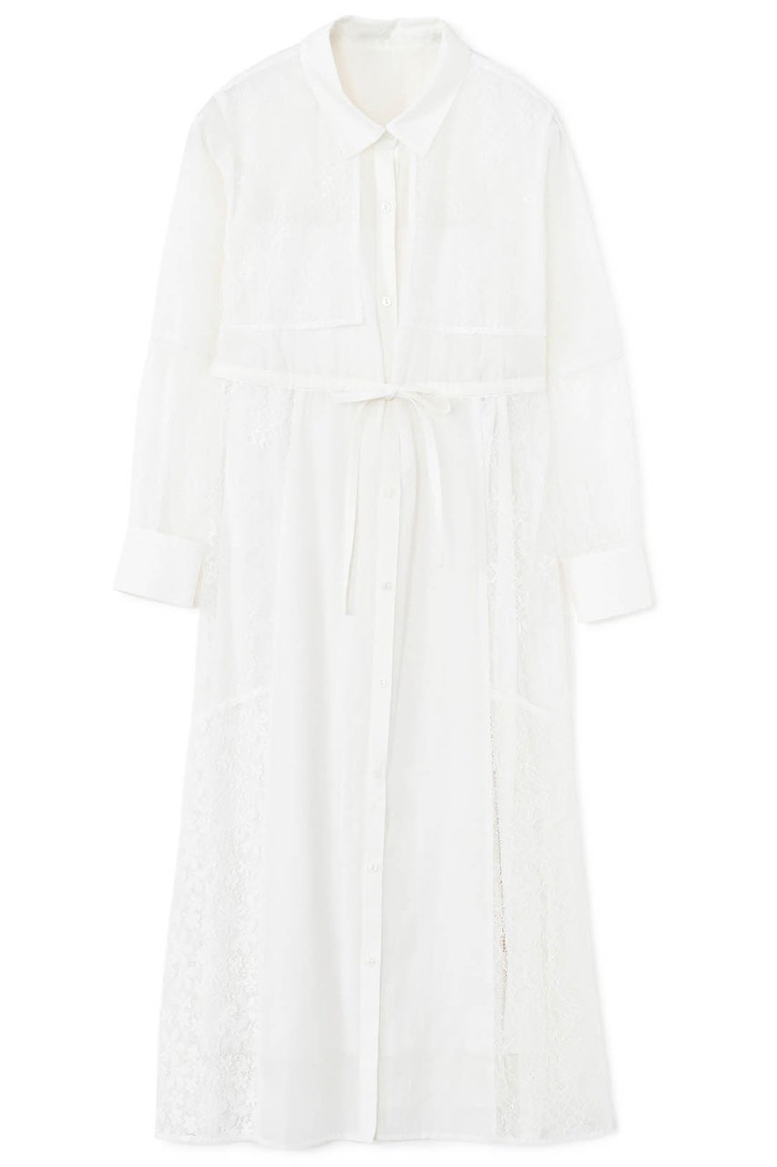 【エストラータ/STRATA】のミックスレースシャツワンピース インテリア・キッズ・メンズ・レディースファッション・服の通販 founy(ファニー) 　ファッション　Fashion　レディースファッション　Fashion for Women　ワンピース　Dresses　シャツワンピース / 1枚で着映えコーデ　Shirt Dresses　チュニック　Tunic Tops & Dresses　おすすめ　Recommended / Our Picks　チュニック　Tunic, Long Top　デニム　Denim, Jeans Material　トレンド　Trend, Trending Now　レース　Lace, Lace Fabric　エレガント 上品　Elegant　春　Spring　オフホワイト|ID: prp329100004510961 ipo3291000000032857829