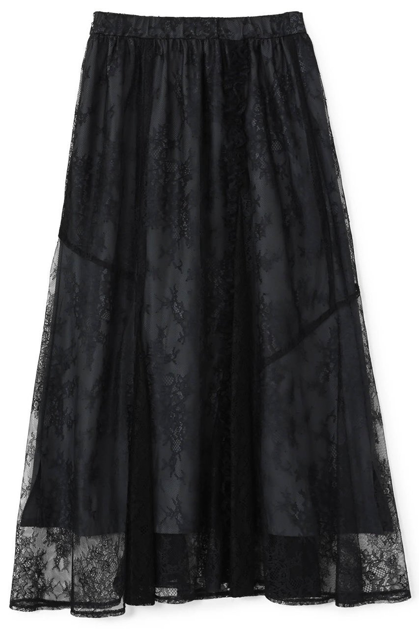 【エストラータ/STRATA】のミックスレースアシメギャザースカート 人気、トレンドファッション・服の通販 founy(ファニー) 　ファッション　Fashion　レディースファッション　Fashion for Women　スカート　Skirts　おすすめ　Recommended / Our Picks　トレンド　Trend, Trending Now　フリル　Frill, Ruffle　ボーダー　Border, Stripe　レース　Lace, Lace Fabric　春　Spring　other-2|ID: prp329100004510962 ipo3291000000032787715