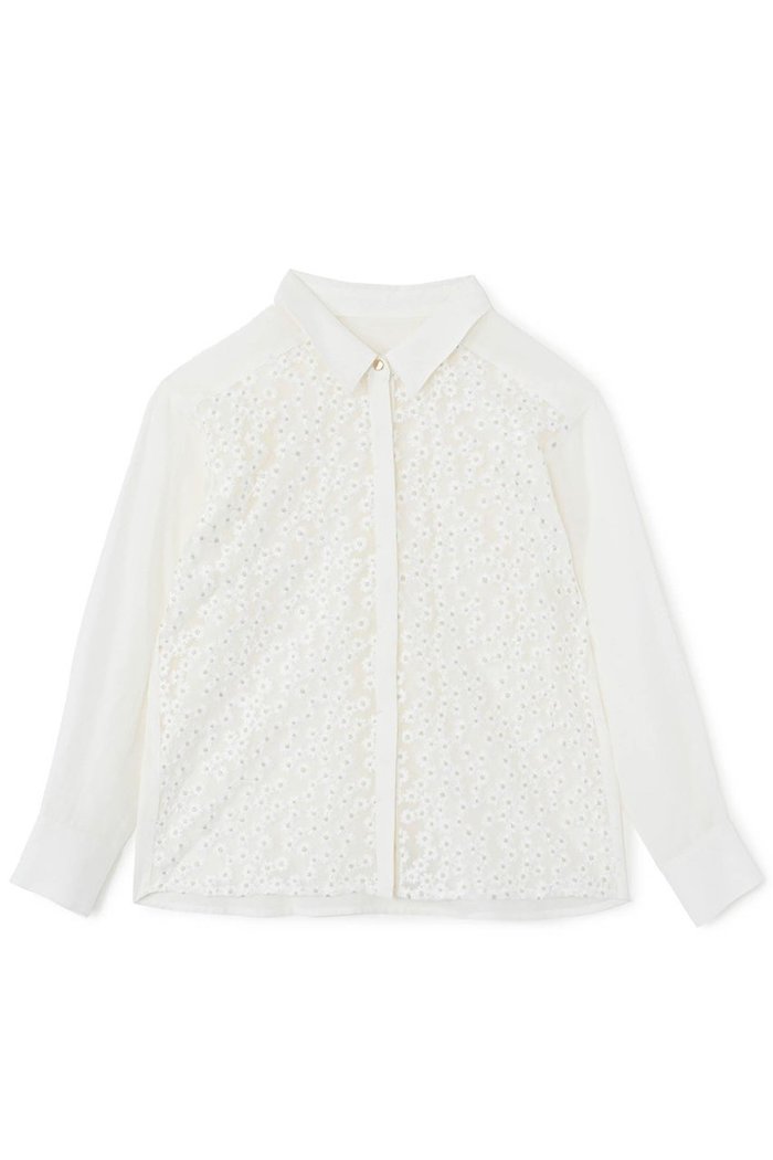 【エストラータ/STRATA】のフラワーエンブロイダリーシャツ インテリア・キッズ・メンズ・レディースファッション・服の通販 founy(ファニー) https://founy.com/ ファッション Fashion レディースファッション Fashion for Women トップス・カットソー Cut & Sew Tops シャツ・ブラウス・オフィスカジュアル Elegant Blouses & Button-Ups インナー Innerwear シアー Sheer, See-Through シンプル Simple, Minimal ジャケット Jacket, Outerwear スリーブ Sleeve, Long Sleeve / Short Sleeve チュール Tulip, Tulip Motif フロント Front, Front Design ロング Long, Long-Length 無地 Plain, Solid Color 羽織 Haori, Light Jacket |ID: prp329100004510963 ipo3291000000032790329