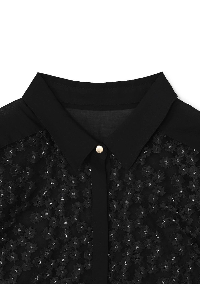 【エストラータ/STRATA】のフラワーエンブロイダリーシャツ 人気、トレンドファッション・服の通販 founy(ファニー) 　ファッション　Fashion　レディースファッション　Fashion for Women　トップス・カットソー　Cut & Sew Tops　シャツ・ブラウス・オフィスカジュアル　Elegant Blouses & Button-Ups　インナー　Innerwear　シアー　Sheer, See-Through　シンプル　Simple, Minimal　ジャケット　Jacket, Outerwear　スリーブ　Sleeve, Long Sleeve / Short Sleeve　チュール　Tulip, Tulip Motif　フロント　Front, Front Design　ロング　Long, Long-Length　無地　Plain, Solid Color　羽織　Haori, Light Jacket　other-3|ID: prp329100004510963 ipo3291000000032790341