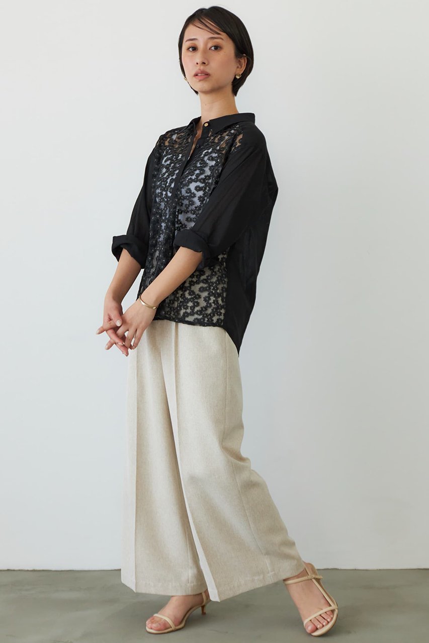 【エストラータ/STRATA】のフラワーエンブロイダリーシャツ 人気、トレンドファッション・服の通販 founy(ファニー) 　ファッション　Fashion　レディースファッション　Fashion for Women　トップス・カットソー　Cut & Sew Tops　シャツ・ブラウス・オフィスカジュアル　Elegant Blouses & Button-Ups　インナー　Innerwear　シアー　Sheer, See-Through　シンプル　Simple, Minimal　ジャケット　Jacket, Outerwear　スリーブ　Sleeve, Long Sleeve / Short Sleeve　チュール　Tulip, Tulip Motif　フロント　Front, Front Design　ロング　Long, Long-Length　無地　Plain, Solid Color　羽織　Haori, Light Jacket　other-6|ID: prp329100004510963 ipo3291000000032790349
