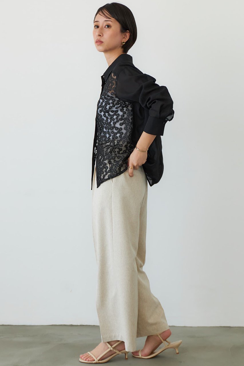 【エストラータ/STRATA】のフラワーエンブロイダリーシャツ 人気、トレンドファッション・服の通販 founy(ファニー) 　ファッション　Fashion　レディースファッション　Fashion for Women　トップス・カットソー　Cut & Sew Tops　シャツ・ブラウス・オフィスカジュアル　Elegant Blouses & Button-Ups　インナー　Innerwear　シアー　Sheer, See-Through　シンプル　Simple, Minimal　ジャケット　Jacket, Outerwear　スリーブ　Sleeve, Long Sleeve / Short Sleeve　チュール　Tulip, Tulip Motif　フロント　Front, Front Design　ロング　Long, Long-Length　無地　Plain, Solid Color　羽織　Haori, Light Jacket　other-7|ID: prp329100004510963 ipo3291000000032790352