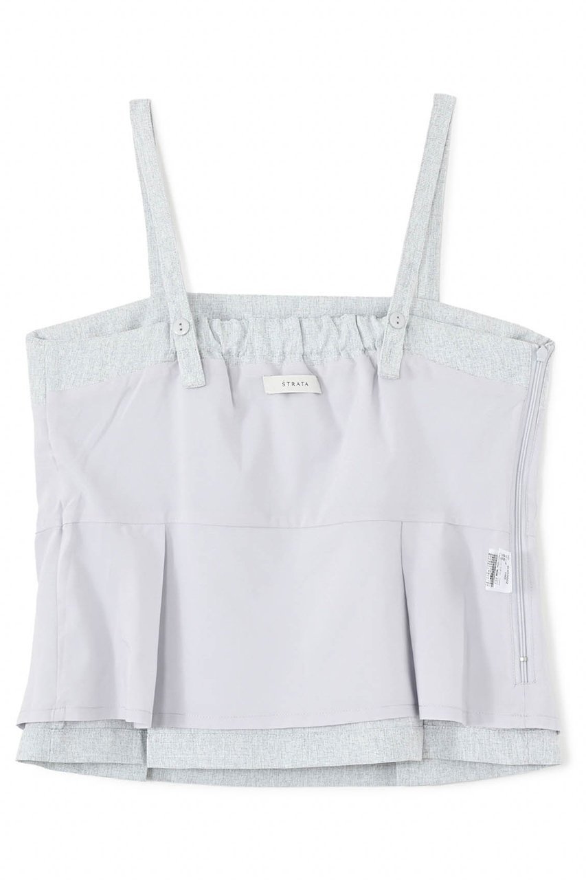 【エストラータ/STRATA】のリネンライクペプラムトップス 人気、トレンドファッション・服の通販 founy(ファニー) 　ファッション　Fashion　レディースファッション　Fashion for Women　トップス・カットソー　Cut & Sew Tops　キャミソール&ノースリーブ　Camisoles & Sleeveless Tops　シャツ・ブラウス・オフィスカジュアル　Elegant Blouses & Button-Ups　インナー　Innerwear　コンパクト　Compact, Small Size　セットアップ　Set-Up, Coordinated Outfit　センター　Center, Center Line　ノースリーブ　Sleeveless, No-Sleeve　バランス　Balance, Style Balance　ビスチェ　Bustier, Corset Top　ペプラム　Peplum, Flared Hem　マニッシュ　Mannish, Boyish　ラップ　Wrap, Wrap Design　other-3|ID: prp329100004510965 ipo3291000000032906021