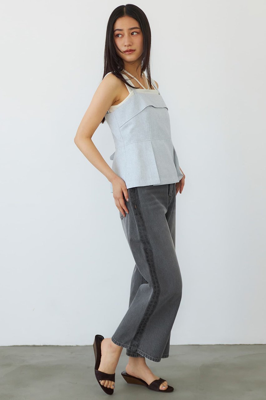 【エストラータ/STRATA】のリネンライクペプラムトップス 人気、トレンドファッション・服の通販 founy(ファニー) 　ファッション　Fashion　レディースファッション　Fashion for Women　トップス・カットソー　Cut & Sew Tops　キャミソール&ノースリーブ　Camisoles & Sleeveless Tops　シャツ・ブラウス・オフィスカジュアル　Elegant Blouses & Button-Ups　インナー　Innerwear　コンパクト　Compact, Small Size　セットアップ　Set-Up, Coordinated Outfit　センター　Center, Center Line　ノースリーブ　Sleeveless, No-Sleeve　バランス　Balance, Style Balance　ビスチェ　Bustier, Corset Top　ペプラム　Peplum, Flared Hem　マニッシュ　Mannish, Boyish　ラップ　Wrap, Wrap Design　other-6|ID: prp329100004510965 ipo3291000000032906029