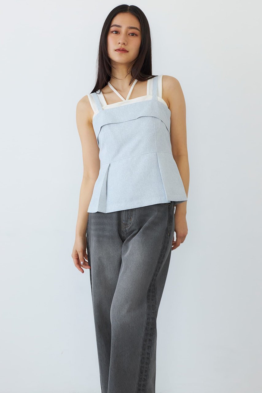 【エストラータ/STRATA】のリネンライクペプラムトップス 人気、トレンドファッション・服の通販 founy(ファニー) 　ファッション　Fashion　レディースファッション　Fashion for Women　トップス・カットソー　Cut & Sew Tops　キャミソール&ノースリーブ　Camisoles & Sleeveless Tops　シャツ・ブラウス・オフィスカジュアル　Elegant Blouses & Button-Ups　インナー　Innerwear　コンパクト　Compact, Small Size　セットアップ　Set-Up, Coordinated Outfit　センター　Center, Center Line　ノースリーブ　Sleeveless, No-Sleeve　バランス　Balance, Style Balance　ビスチェ　Bustier, Corset Top　ペプラム　Peplum, Flared Hem　マニッシュ　Mannish, Boyish　ラップ　Wrap, Wrap Design　other-8|ID: prp329100004510965 ipo3291000000032906035