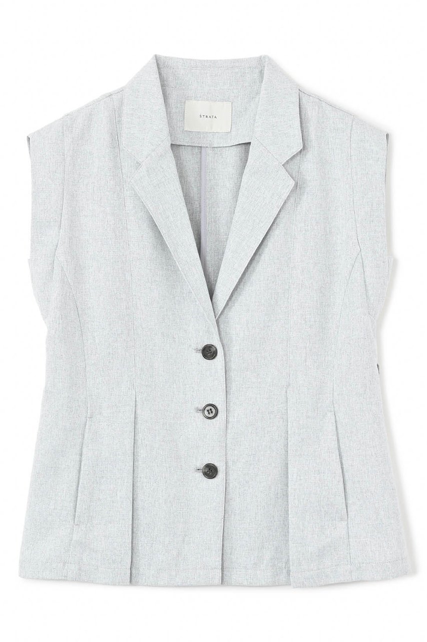 【エストラータ/STRATA】のリネンライクテーラードタックジレ 人気、トレンドファッション・服の通販 founy(ファニー) 　ファッション　Fashion　レディースファッション　Fashion for Women　アウター　Coat / Outerwear Collection　レディースジャケット・軽アウター　Jackets　インナー　Innerwear　キャミソール　Camisole, Spaghetti Strap Top　ジャケット　Jacket, Outerwear　タンク　Tank Top, Sleeveless Top　バランス　Balance, Style Balance　フェミニン　Feminine, Girly　フロント　Front, Front Design　ベスト　Vest, Waistcoat　ペプラム　Peplum, Flared Hem　ボトム　Bottoms, Lower Wear　マニッシュ　Mannish, Boyish　夏　Summer　other-3|ID: prp329100004510966 ipo3291000000032950833