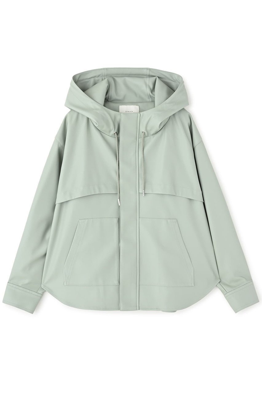 【エストラータ/STRATA】のフェイクレザースタンドフーディブルゾン インテリア・キッズ・メンズ・レディースファッション・服の通販 founy(ファニー) 　ファッション　Fashion　レディースファッション　Fashion for Women　アウター　Coat / Outerwear Collection　レディースジャケット・軽アウター　Jackets　ブルゾンジャケット・スポーティアウター　Blouson Jackets　おすすめ　Recommended / Our Picks　ジャケット　Jacket, Outerwear　スポーティ　Sporty, Casual Athletic　デニム　Denim, Jeans Material　トレンド　Trend, Trending Now　パーカー　Hoodie, Parka　フェイクレザー　Faux Leather, PU Leather　フレア　Flare, Flared　ブルゾン　Blouson, Bomber Jacket　ポケット　Pocket, Pocket Detail　ミックス　Mix, Mixed Style　ラウンド　Round, Round Neck　ロング　Long, Long-Length　エレガント 上品　Elegant　冬　Winter / This Winter　春　Spring　秋　Autumn　ライトグリーン|ID: prp329100004510967 ipo3291000000032950866
