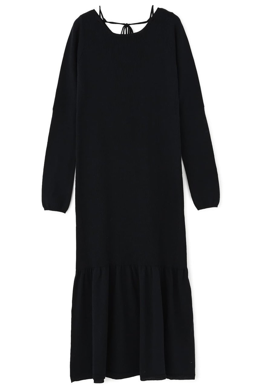 【エストラータ/STRATA】のシアーデザインベルヘムニットワンピース インテリア・キッズ・メンズ・レディースファッション・服の通販 founy(ファニー) 　ファッション　Fashion　レディースファッション　WOMEN　ワンピース　Dress　ニットワンピース　Knit Dresses　チュニック　Tunic　おすすめ　Recommend　チュニック　Tunic　フェミニン　Feminine　リボン　Ribbon　ロング　Long　NEW・新作・新着・新入荷　New Arrivals　ブラック|ID: prp329100004510969 ipo3291000000031861700