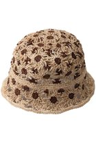 【カタルツィ/CATARZI 1910】のFILICUDI フラワーモチーフラフィアクロシェハット ナチュラル×ダークブラウン|ID: prp329100004510973 ipo3291000000035689840