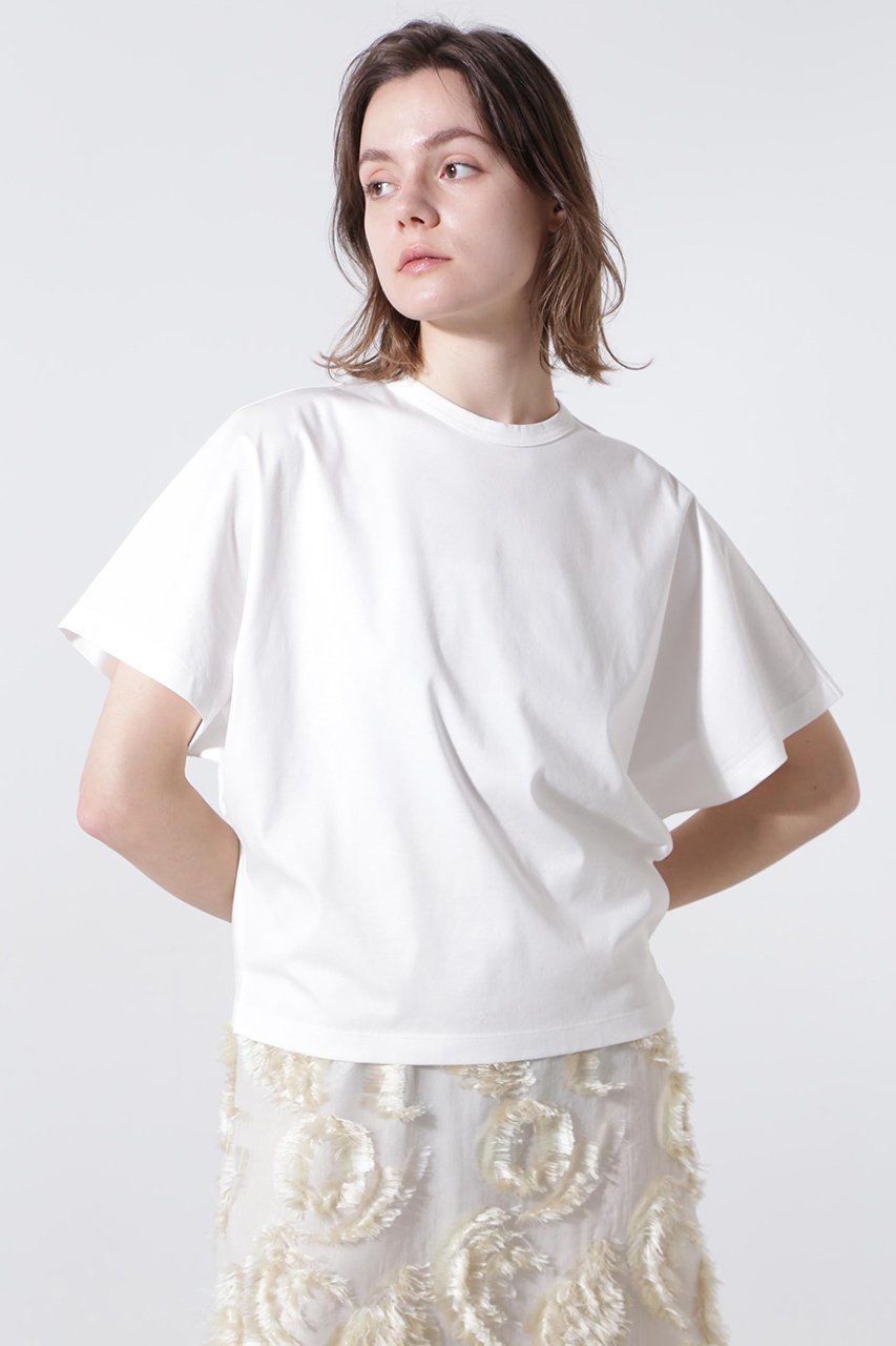 【ヒューエルミュージアム/hueLe Museum】の【hLM】ドルマンスリーブTシャツ インテリア・キッズ・メンズ・レディースファッション・服の通販 founy(ファニー) 　ファッション　Fashion　レディースファッション　Fashion for Women　トップス・カットソー　Cut & Sew Tops　シャツ・ブラウス・オフィスカジュアル　Elegant Blouses & Button-Ups　ロングTシャツ・Tシャツ　Longline T-Shirts & Tees　カットソー・ベーシックTシャツ　Cut-and-Sewn Tops / Stretch Tees & Basics　エレガント 上品　Elegant　コンパクト　Compact, Small Size　ショート　Short, Short Length　スリーブ　Sleeve, Long Sleeve / Short Sleeve　ホワイト|ID: prp329100004510979 ipo3291000000032847096