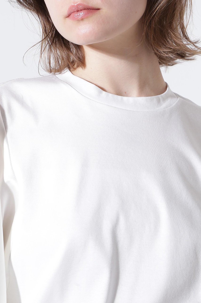 【ヒューエルミュージアム/hueLe Museum】の【hLM】サテンドッキングジャージーTシャツ 人気、トレンドファッション・服の通販 founy(ファニー) 　ファッション　Fashion　レディースファッション　Fashion for Women　トップス・カットソー　Cut & Sew Tops　シャツ・ブラウス・オフィスカジュアル　Elegant Blouses & Button-Ups　ロングTシャツ・Tシャツ　Longline T-Shirts & Tees　カットソー・ベーシックTシャツ　Cut-and-Sewn Tops / Stretch Tees & Basics　エレガント 上品　Elegant　サテン　Satin, Glossy Fabric　ショート　Short, Short Length　シンプル　Simple, Minimal　スリーブ　Sleeve, Long Sleeve / Short Sleeve　バランス　Balance, Style Balance　夏　Summer　other-3|ID: prp329100004510980 ipo3291000000032847169
