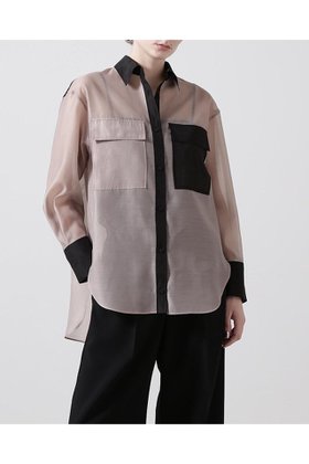 【ヒューエルミュージアム/hueLe Museum】の【hLM】バイカラーシアーブラウス 人気、トレンドファッション・服の通販 founy(ファニー) ファッション Fashion レディースファッション WOMEN トップス・カットソー Tops/Tshirt シャツ/ブラウス Shirts/Blouses インナー Inner キャミ Cami スリーブ Sleeve ブロッキング Blocking ロング Long 夏 Summer 羽織 Haori |ID:prp329100004510986