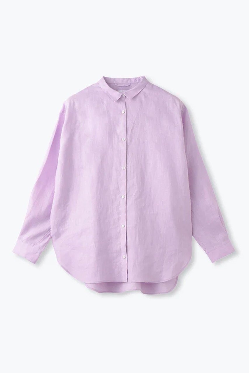 【レリル/lelill】のTHE BASIC LINEN SHIRTS インテリア・キッズ・メンズ・レディースファッション・服の通販 founy(ファニー) 　ファッション　Fashion　レディースファッション　Fashion for Women　トップス・カットソー　Cut & Sew Tops　シャツ・ブラウス・オフィスカジュアル　Elegant Blouses & Button-Ups　カシュクール　Wrap Design　スリーブ　Sleeve, Long Sleeve / Short Sleeve　タフタ　Taffeta, Structured Fabric　定番　Standard, Basic Item　フレンチ　French, French Style　リネン　Linen, Linen Fabric　ロング　Long, Long-Length　エレガント 上品　Elegant　ラベンダー|ID: prp329100004511049 ipo3291000000036393054