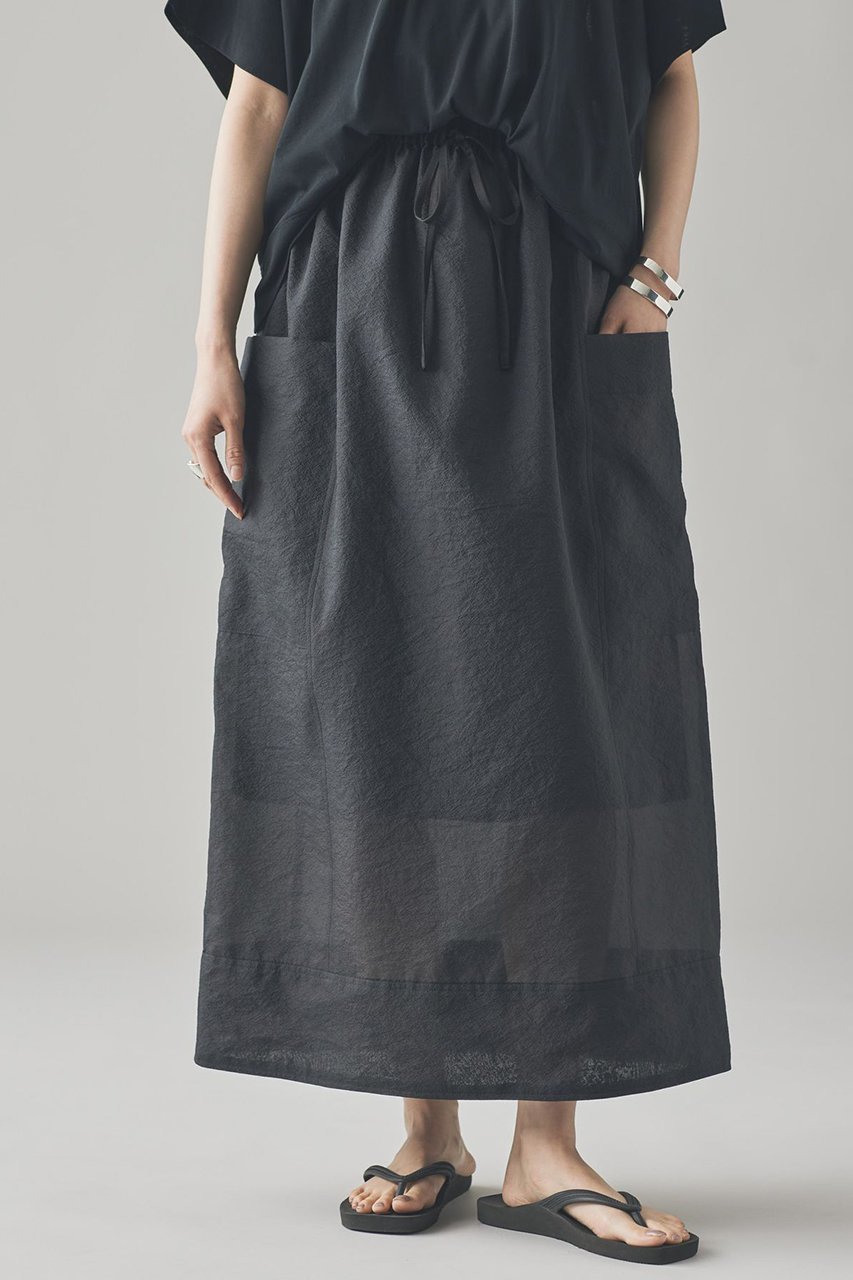 【カレンソロジー/Curensology】のオーガンジードロストスカート インテリア・キッズ・メンズ・レディースファッション・服の通販 founy(ファニー) 　ファッション　Fashion　レディースファッション　WOMEN　スカート　Skirt　ロングスカート　Long Skirt　おすすめ　Recommend　オーガンジー　Organdy　コンビ　Combination　サテン　Satin　シアー　Sheer　ペチコート　Petticoat　ポケット　Pocket　ロング　Long　NEW・新作・新着・新入荷　New Arrivals　日本製　Made In Japan　ブラック|ID: prp329100004512177 ipo3291000000031873556