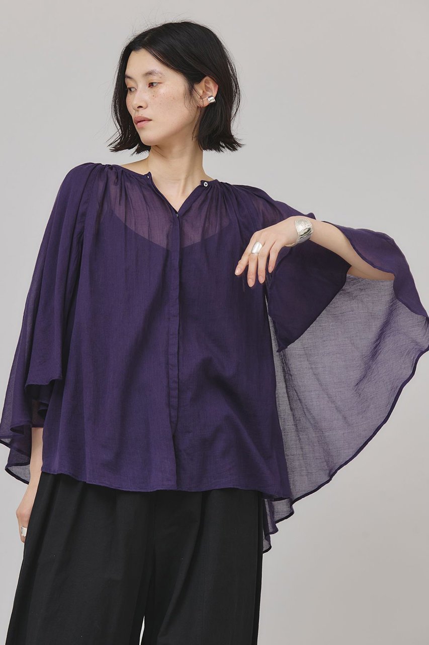 【カレンソロジー/Curensology】のカディライクケープブラウス 人気、トレンドファッション・服の通販 founy(ファニー) 　ファッション　Fashion　レディースファッション　Fashion for Women　トップス・カットソー　Cut & Sew Tops　シャツ・ブラウス・オフィスカジュアル　Elegant Blouses & Button-Ups　インド　Indian Textile　スリーブ　Sleeve, Long Sleeve / Short Sleeve　バランス　Balance, Style Balance　ロング　Long, Long-Length　夏　Summer　other-2|ID: prp329100004512183 ipo3291000000035860755