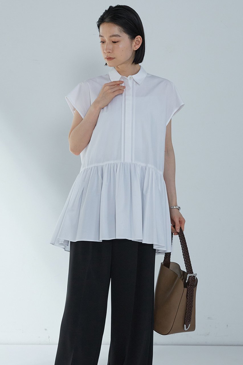 【プルミエ アロンディスモン/1er Arrondissement】のタイプライターティアードブラウス 人気、トレンドファッション・服の通販 founy(ファニー) 　ファッション　Fashion　レディースファッション　Fashion for Women　トップス・カットソー　Cut & Sew Tops　シャツ・ブラウス・オフィスカジュアル　Elegant Blouses & Button-Ups　なめらか　Smooth, Silky Texture　ショート　Short, Short Length　スリーブ　Sleeve, Long Sleeve / Short Sleeve　タイプライター　Typewriter Fabric, Crisp Cotton　タンブラー　Tumbler, Travel Mug　フリル　Frill, Ruffle　フレンチ　French, French Style　 other-1|ID: prp329100004512184 ipo3291000000032806679