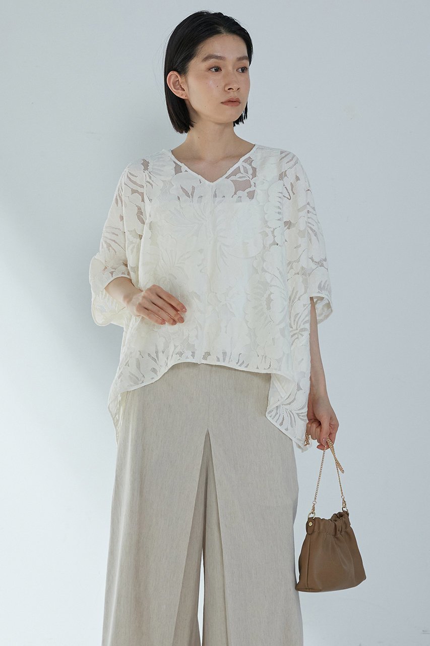 【プルミエ アロンディスモン/1er Arrondissement】のフラワーレースブラウス インテリア・キッズ・メンズ・レディースファッション・服の通販 founy(ファニー) 　ファッション　Fashion　レディースファッション　Fashion for Women　トップス・カットソー　Cut & Sew Tops　シャツ・ブラウス・オフィスカジュアル　Elegant Blouses & Button-Ups　オケージョン　Occasion Wear　ショート　Short, Short Length　スリーブ　Sleeve, Long Sleeve / Short Sleeve　パターン　Pattern, Design Print　レース　Lace, Lace Fabric　オフホワイト|ID: prp329100004512185 ipo3291000000032813675