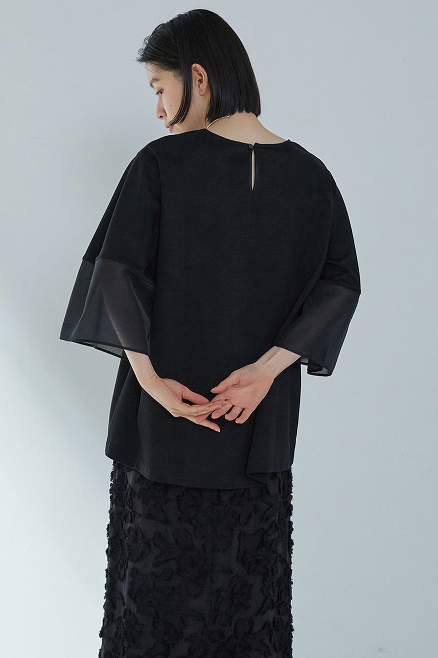 【プルミエ アロンディスモン/1er Arrondissement】のシアーコンビカットソー 人気、トレンドファッション・服の通販 founy(ファニー) 　ファッション　Fashion　レディースファッション　Fashion for Women　トップス・カットソー　Cut & Sew Tops　シャツ・ブラウス・オフィスカジュアル　Elegant Blouses & Button-Ups　ロングTシャツ・Tシャツ　Longline T-Shirts & Tees　カットソー・ベーシックTシャツ　Cut-and-Sewn Tops / Stretch Tees & Basics　カットソー　Cut and Sewn Top　ショート　Short, Short Length　スリーブ　Sleeve, Long Sleeve / Short Sleeve　夏　Summer　春　Spring　S/S・春夏　SS, Spring/Summer, Warm Season　other-3|ID: prp329100004512188 ipo3291000000032810507