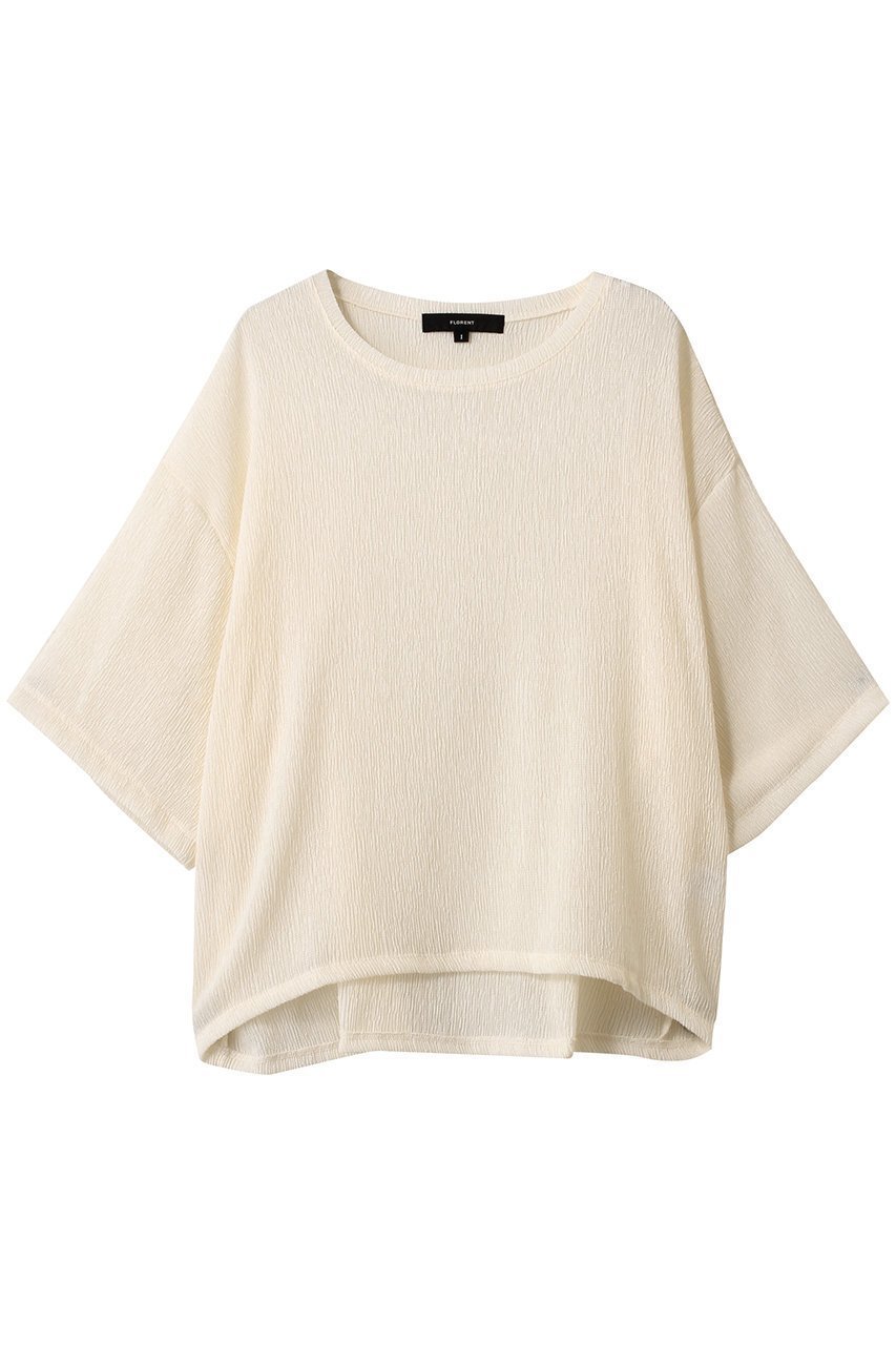 【フローレント/FLORENT】のブルーゼ クルーネック ハーフスリーブ トップス インテリア・キッズ・メンズ・レディースファッション・服の通販 founy(ファニー) 　ファッション　Fashion　レディースファッション　Fashion for Women　トップス・カットソー　Cut & Sew Tops　シャツ・ブラウス・オフィスカジュアル　Elegant Blouses & Button-Ups　ロングTシャツ・Tシャツ　Longline T-Shirts & Tees　カットソー・ベーシックTシャツ　Cut-and-Sewn Tops / Stretch Tees & Basics　インナー　Innerwear　ショート　Short, Short Length　スリーブ　Sleeve, Long Sleeve / Short Sleeve　ドレープ　Drape, Draping Fabric　ハーフ　Half, Half-Length　夏　Summer　定番　Standard, Basic Item　春　Spring　S/S・春夏　SS, Spring/Summer, Warm Season　アイボリー|ID: prp329100004512194 ipo3291000000032843536