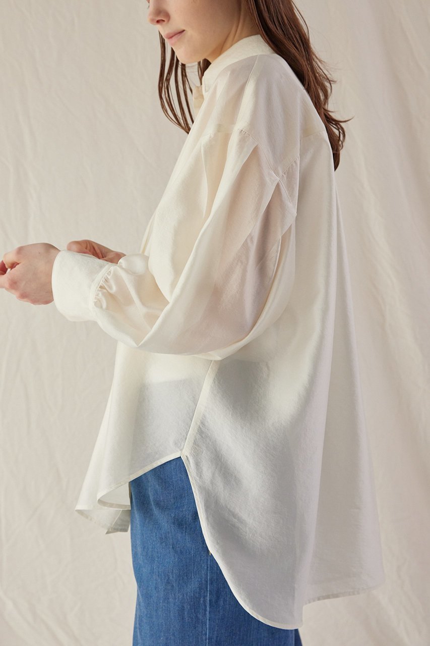 【フローレント/FLORENT】のシルクライク シアーシャツ 人気、トレンドファッション・服の通販 founy(ファニー) 　ファッション　Fashion　レディースファッション　Fashion for Women　トップス・カットソー　Cut & Sew Tops　シャツ・ブラウス・オフィスカジュアル　Elegant Blouses & Button-Ups　なめらか　Smooth, Silky Texture　オーガンジー　Organza Fabric　スリーブ　Sleeve, Long Sleeve / Short Sleeve　ロング　Long, Long-Length　夏　Summer　定番　Standard, Basic Item　春　Spring　S/S・春夏　SS, Spring/Summer, Warm Season　other-8|ID: prp329100004512195 ipo3291000000034955305