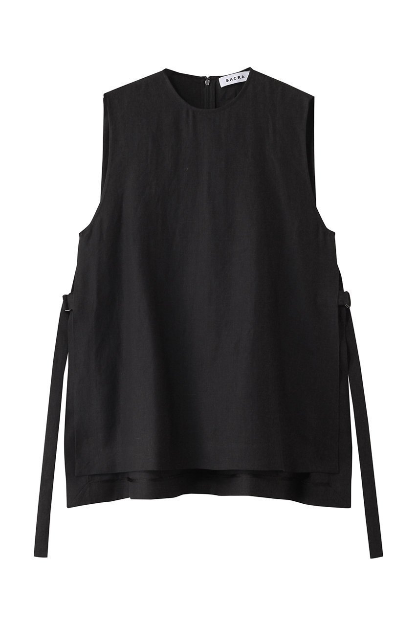 【サクラ/SACRA】のスペリオルベルギーリネンサイドスリットトップス インテリア・キッズ・メンズ・レディースファッション・服の通販 founy(ファニー) 　ファッション　Fashion　レディースファッション　Fashion for Women　トップス・カットソー　Cut & Sew Tops　キャミソール&ノースリーブ　Camisoles & Sleeveless Tops　シャツ・ブラウス・オフィスカジュアル　Elegant Blouses & Button-Ups　インナー　Innerwear　シンプル　Simple, Minimal　スリット　Slit, Slit Detail　ノースリーブ　Sleeveless, No-Sleeve　リネン　Linen, Linen Fabric　夏　Summer　春　Spring　S/S・春夏　SS, Spring/Summer, Warm Season　ブラック|ID: prp329100004512197 ipo3291000000032906193